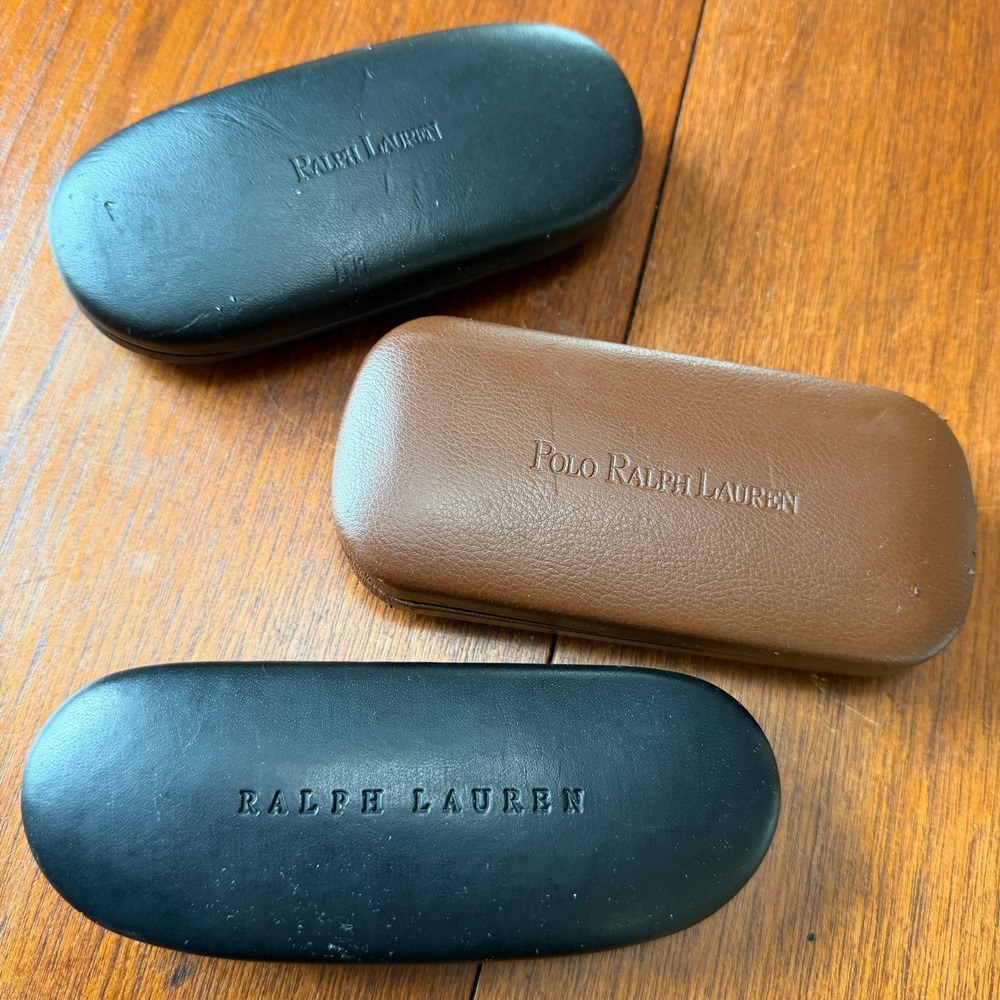 Ralph Lauren Set of 3 Eyeglass Sunglasses Hard Cases Black Brown Bundle Travel